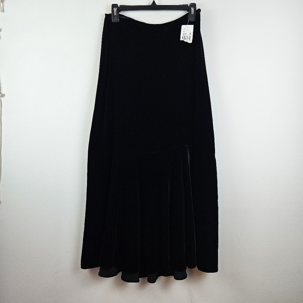 CAbi Black Velvet Maxi Skirt